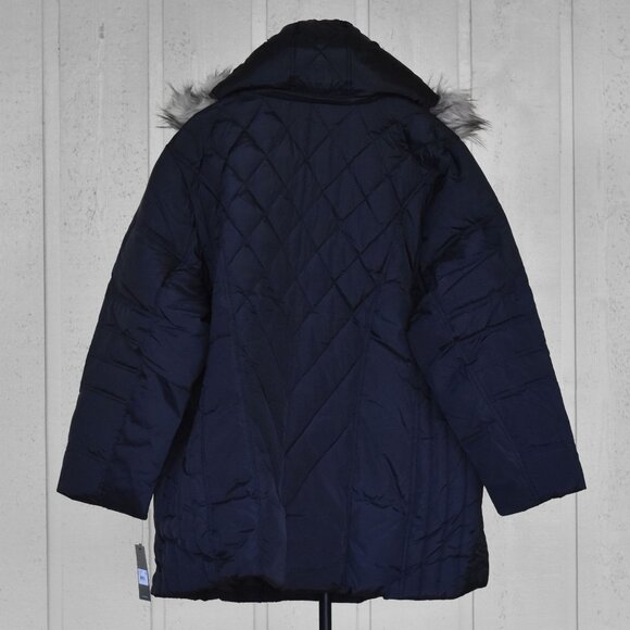 London Fog Womens Diamond Quilted Down Coat Parka Black size 3X New - Picture 6 of 13